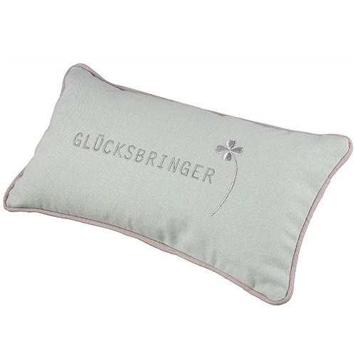 GLÜCKSRINGER Kissen mit Glückssymbol und Blumenmotiv, hochwertiges Dekokissen für Zuhause.