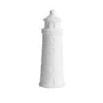 Heller weißer Leuchtturm aus Keramik, dekoratives Modell für maritime Dekorationen.
