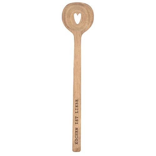 Löffel Kochen ist Liebe Hölzerner Kochlöffel mit Herzöffnung und "Kochen ist Liebe" Gravur, Küchenutensil, Geschenkidee.