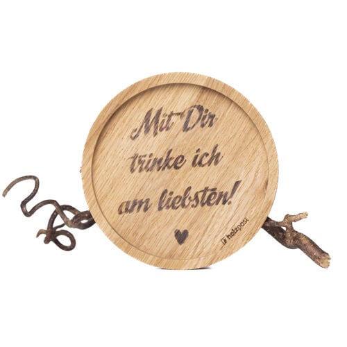 Mit Dir trinke ich am liebsten! - Holzuntersetzer mit Liebesbotschaft, romantisches Geschenk, nachha.