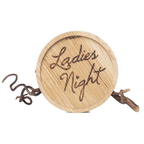 Ladies Night Holzschild mit Korken und Weinkorken, ideal für Events und Partys.