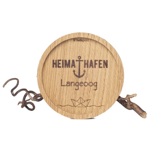 _MG_8357 Hafenzeichen aus Holz mit Anker, Heimat Hafen Langeoog, maritime Dekoration, handgefertigt, Naturmat.