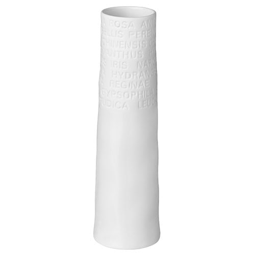 Rostfreier Keramikvase mit Textgravur, modernes Design, elegante Dekoration für Zuhause.