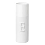 Hochwertiger weißer Keramik-Vase mit eingraviertem E, modernes Design, ideal für Dekoration und Blum.