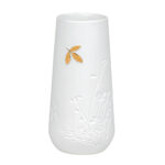Hochwertige weiße Keramikvase mit floralem Dekor und goldenen Akzenten, elegantes Design für Blumena.