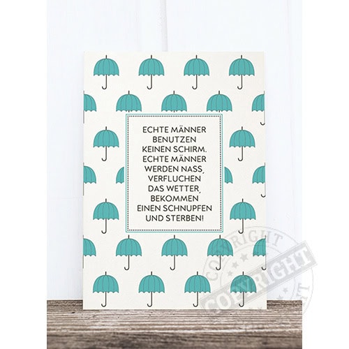 Hochwertiges Poster mit Spruch über Männer und Wetter, dekorativ und humorvoll.