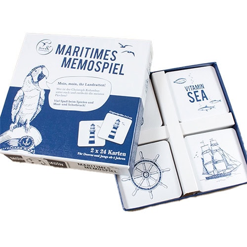 Maritimes Memo-Spiel mit Leuchtturm, Schiff und Meerestieren, für Kinder ab 4 Jahren, maritime Lerns.