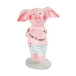 Hübscher rosa Schweinefigur mit Badehose, dekorativ und charmant.