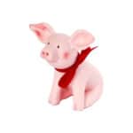 Ein niedliches rosa Schwein mit rotem Halstuch, ideal für Dekoration oder Geschenk.