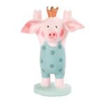Hübscher Porzellan-Schwein mit Krone, dekoratives Tierfigur, Geschenkidee, Sammlerstück, Fokko 188.
