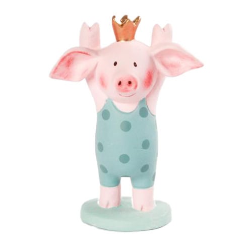 Hübscher Porzellan-Schwein mit Krone, dekoratives Tierfigur, Geschenkidee, Sammlerstück, Fokko 188.