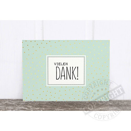 Dankeschön-Karte mit goldenen Punkten, perfekte Danksagung für besondere Anlässe.
