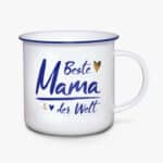 Beste Mama Tasse mit Herz und Anker, ideal als Geschenk für Mütter, hochwertiges Emaille-Design, lan.