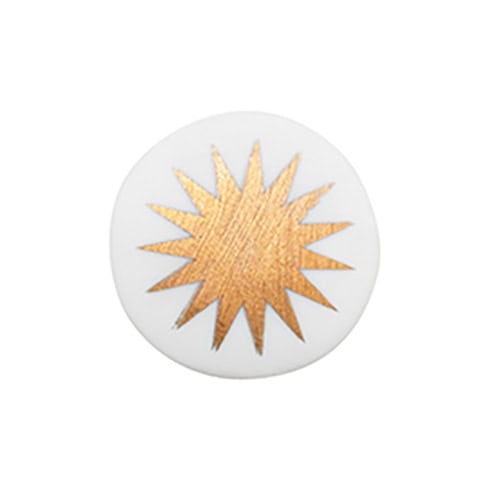 Taschenbegleiter "Sunshine" mit goldener Sonnenstern-Design, ideal für unterwegs.