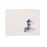 Leuchtturm am Meer in Schwarz-Weiß, maritime Illustration, Fokko 1883 Kunstwerk, nautische Szene, sk.