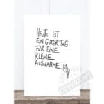 Einladungskarte mit handgeschriebenem Text und kleiner Katze, humorvoller Gruß für einen besonderen.