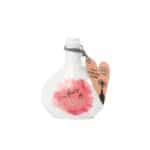 Eine kleine weiße Flasche mit rosa Wasserfarben-Design und dem Schriftzug "für Dich".