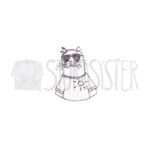 Schwarz-weiße Illustration einer Katze mit Sonnenbrille und T-Shirt, humorvoll und stilvoll.