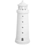 Weiße Keramik-Leuchtturm-Dekoration, maritime Wohnaccessoire.