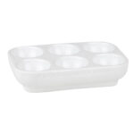 Eierbecher aus weißer Keramik, ideal für Frühstückstisch, langlebig und stilvoll.