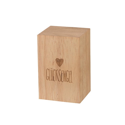 Hölzernes Glücksbringer mit Herzgravur, Geschenkidee für Glück und Freude.