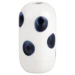 Hochwertige weiße Keramikvase mit blauen Punkten, modernes Design, handgefertigt, dekoratives Wohnac.
