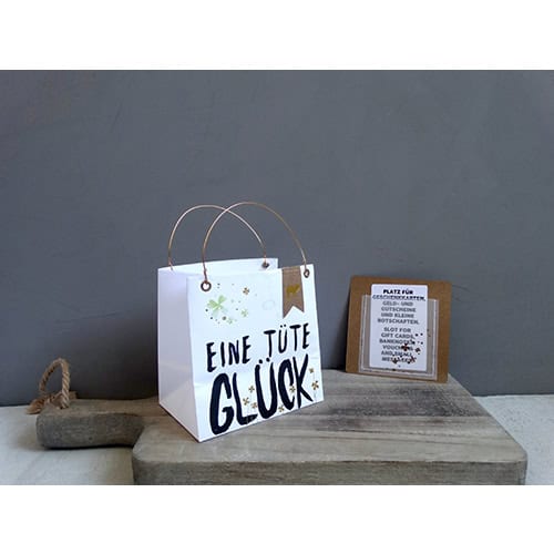 Glückstüte mit Glückssprüchen, Geschenkverpackung, positive Botschaft, Fokko 1883.