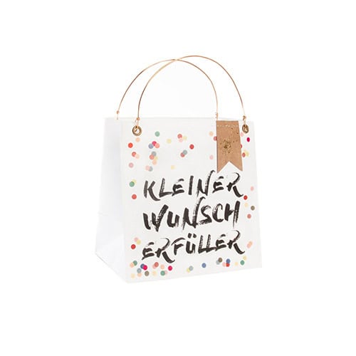 Kleiner Wunsch Erfüller Geschenkbeutel mit bunten Konfetti für besondere Anlässe.