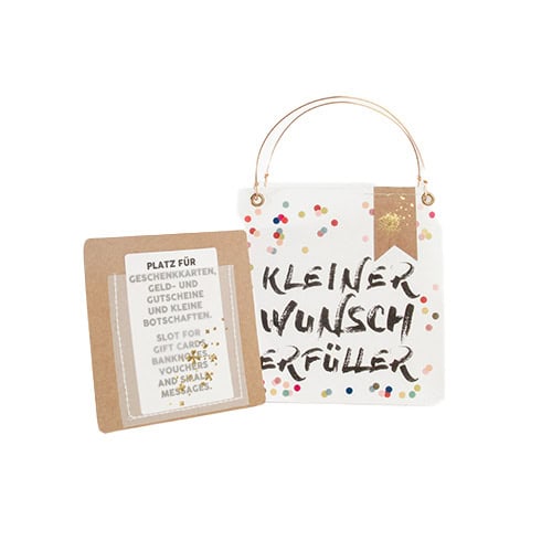 Kleiner Wunsch Erfüller Geschenkbox mit Karte für besondere Anlässe, liebevoll gestaltet.