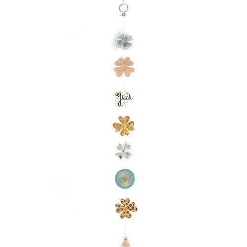 Blumen- und Naturdeko-Kette mit Holzblumen und Blättern, handgefertigt, für Dekorationen und Geschen.