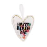 Hochwertiges Geburtstagsherz mit bunten Konfetti und "Happy Birthday" Schriftzug, ideal für festlich.