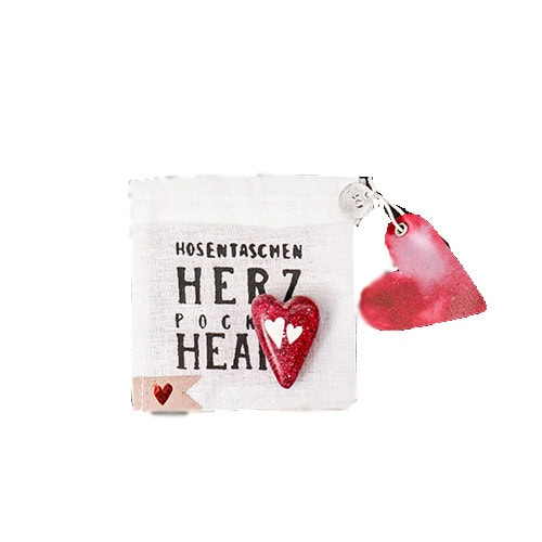 Herztasche mit Herzanhänger, romantisches Geschenk, Valentinstag, Liebe, Herzmotiv, Fokko 1883.