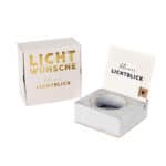 Licht Wunsch Kerze mit personalisiertem Lichtblick-Design, Geschenkbox, nachhaltige Verpackung.