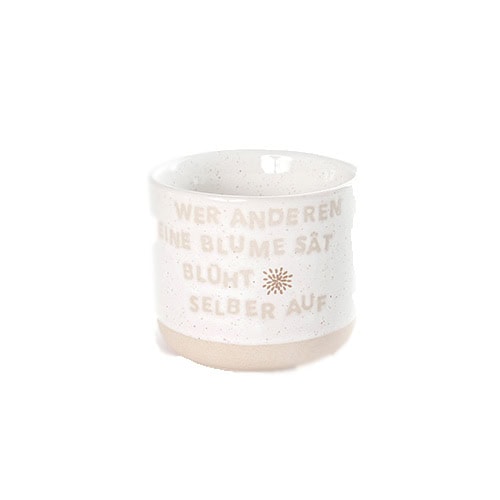 Handgefertigte Keramikschale mit inspirierendem Spruch in dezentem Design.