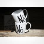 Höckerbecher mit "No" Schriftzug, kreative Kaffeetasse, originelles Design, Kaffeebecher, Geschenkid.