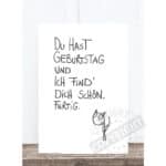 Einladungskarte mit handgeschriebenem Geburtstagsgruß und Katze, kreative Gestaltung für persönliche.