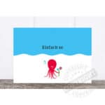 Einfach so - Oktopus mit Blume und Text, minimalistisches Design, freundlich und einladend.
