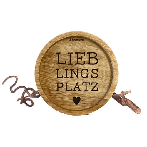 Hölzernes Schild mit "Lieb Lings Platz" und Herz, dekoratives Liebeszeichen, romantisches Geschenk,.