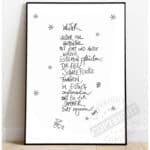 Wintergedicht mit Schneeflocken und Rentier Illustration, handgeschriebene Weihnachtskarte für festl.