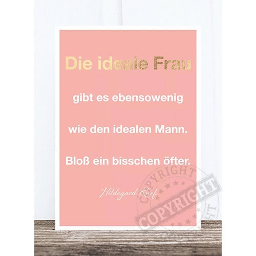 Perfekte Frau Zitat Poster mit inspirierendem Spruch für Motivation und Lebensweisheit.