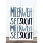 Meerweh Sehnt Meerweh Sehnt, Wandkunst mit handgeschriebenem Text, moderne Dekoration für Zuhause.
