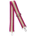 Schultergurt mit pink, gold und beige Streifen, verstellbar und abnehmbar.