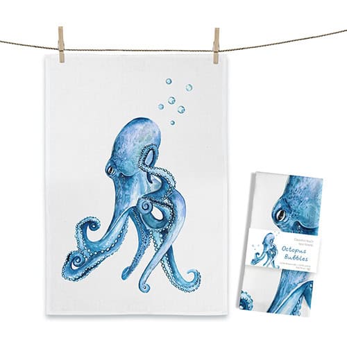 Künstliches Tintenfisch-Design auf weißem Stoff, dekorativ und modern.