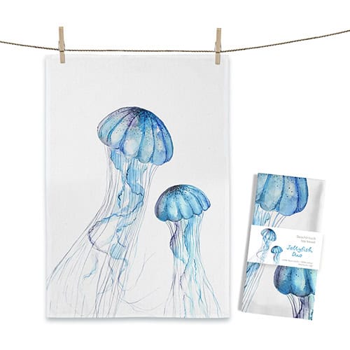 Elegante Seidenpapier mit blauen Quallen, ideal für Geschenkverpackungen und kreative Dekorationen.