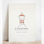 Ein Leuchtturm in Langeoog, Nordseeinsel, als stilisierte Illustration auf Poster.