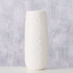 Hochwertige weiße Vase mit floralem Relief, elegantes Dekor für Zuhause.