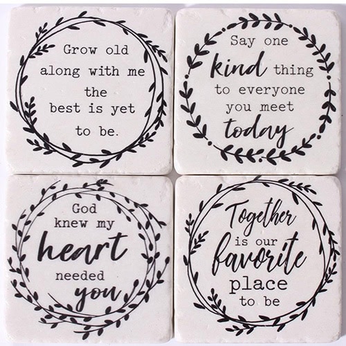 Grow old along with me, best is yet to be – inspirational black and white quote tiles.