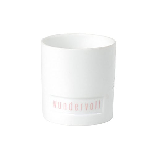 Hochwertiger weißer Keramikbecher mit "Wundervoll" Aufdruck, ideal für personalisierte Geschenke.