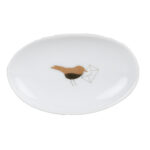 Elegante Keramikplatte mit Vogelmotiv und Briefumschlag, ideal für stilvolle Dekorationen und Gesche.