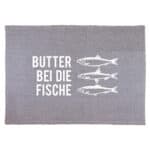 Butter bei die Fische - humorvolles Schild mit Fischmotiven und Spruch, ideal für Küche oder Restaur.